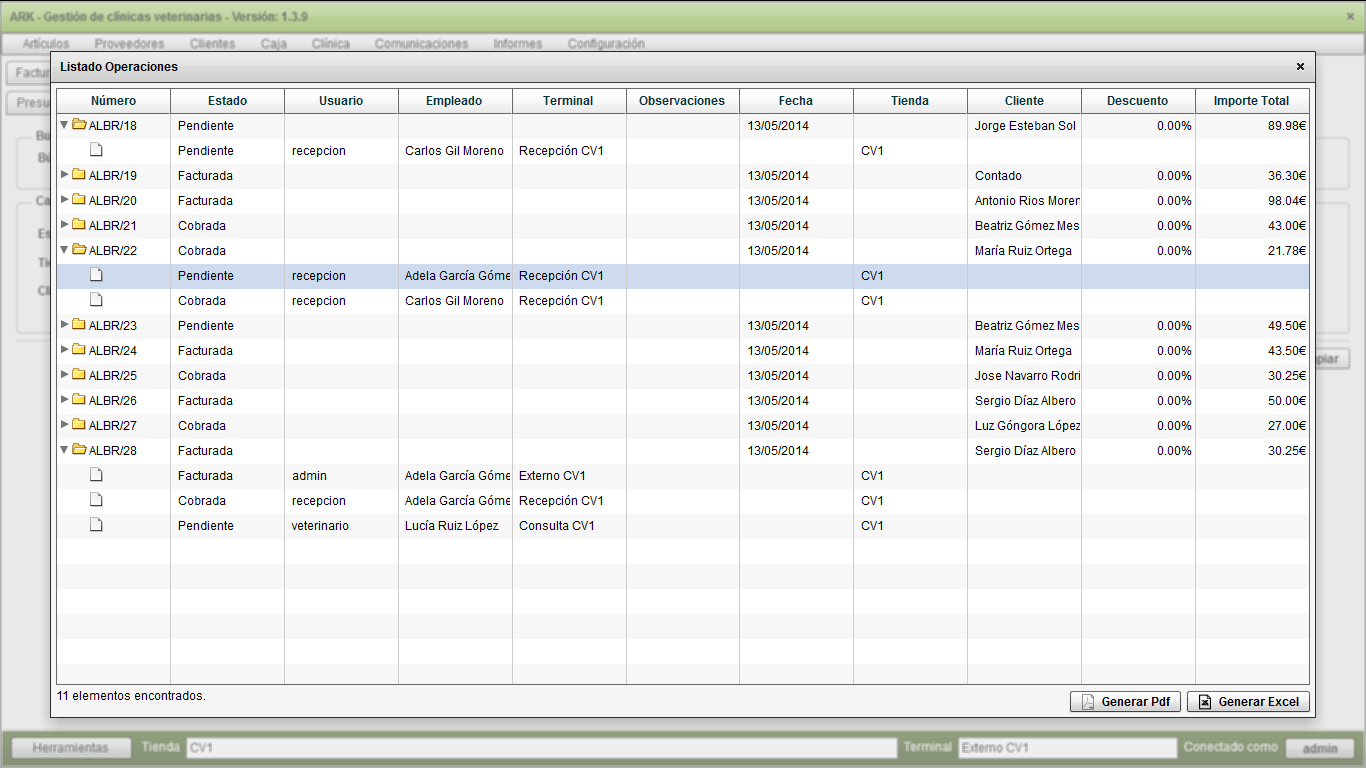 Consulta de Operaciones